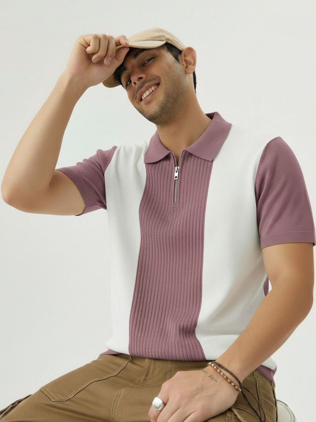 Mobox Men Colourblocked Polo Collar T-shirt