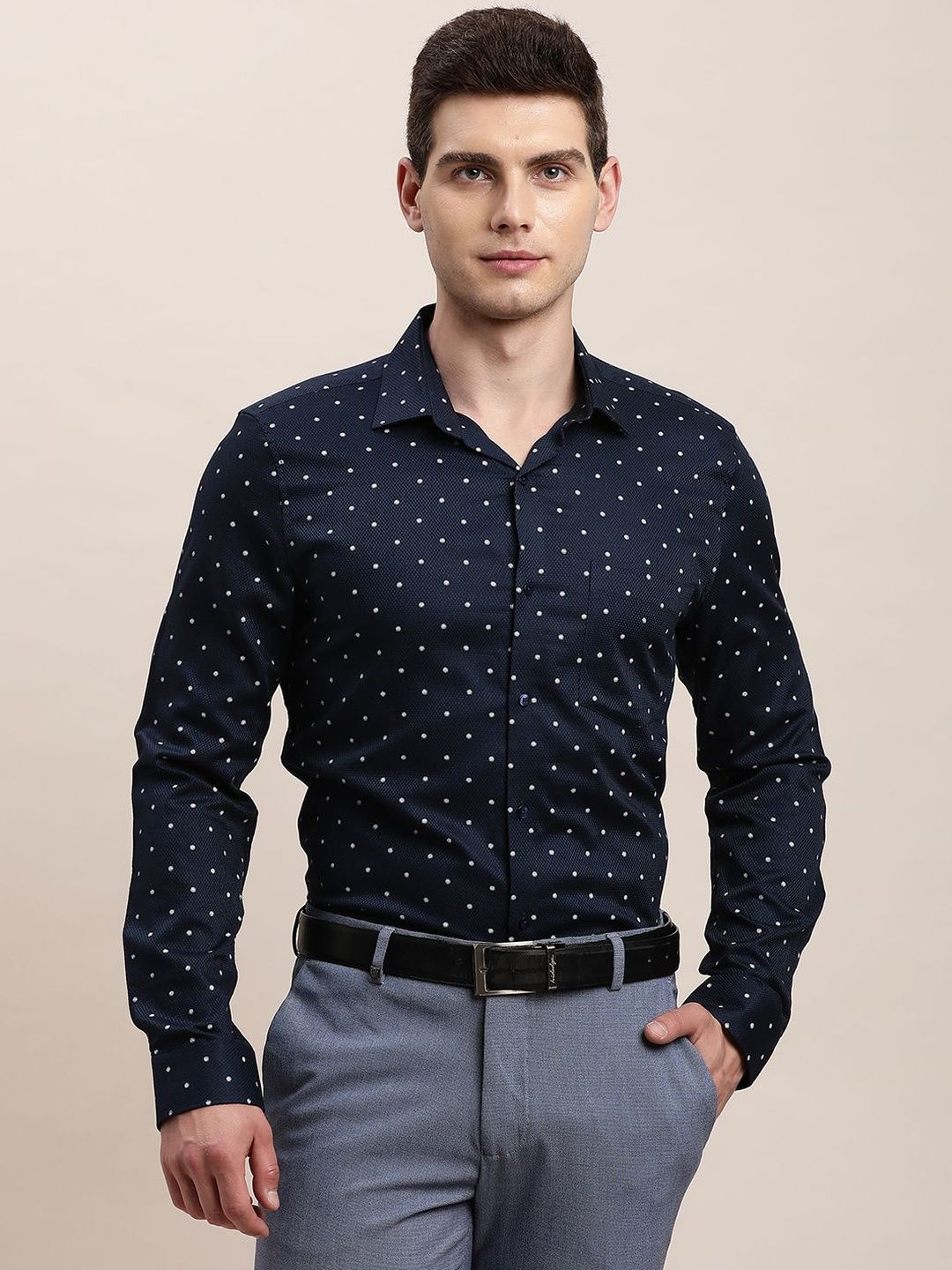 Turtle Men Standard Slim Fit Polka Dot Printed Casual Shirt