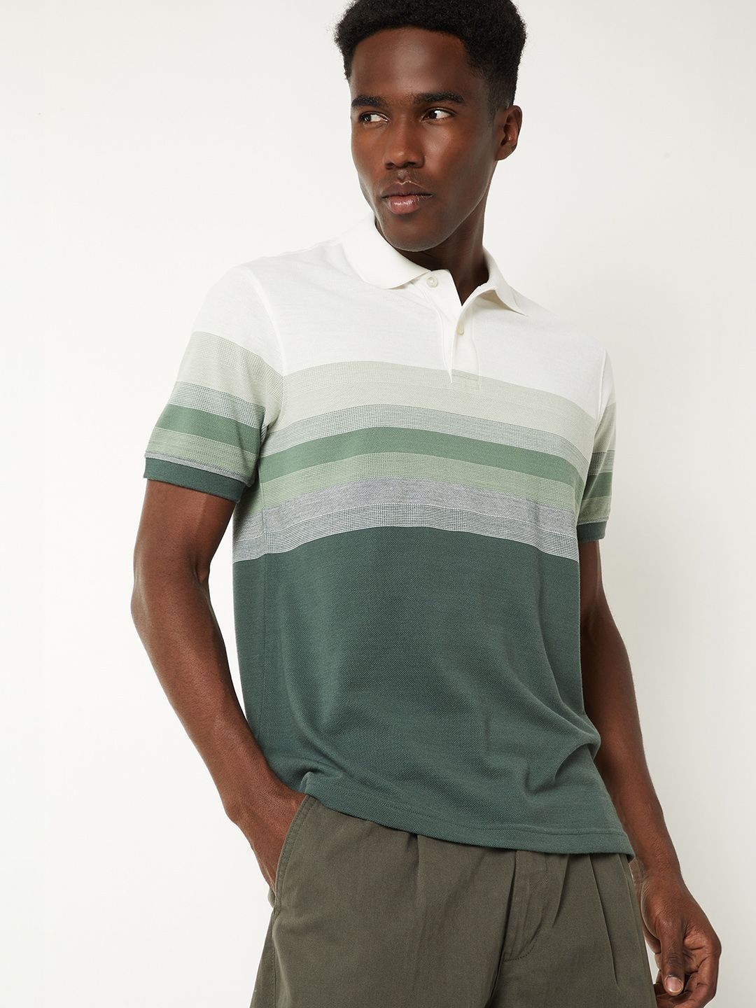 max Men Striped Polo Collar T-shirt