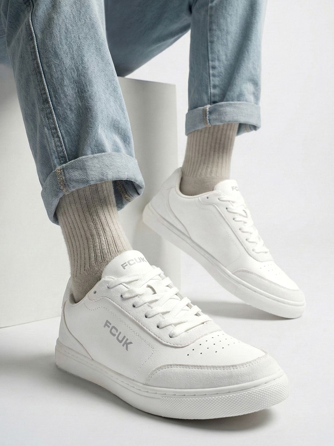 FCUK Men Perforated Detail Sneakers