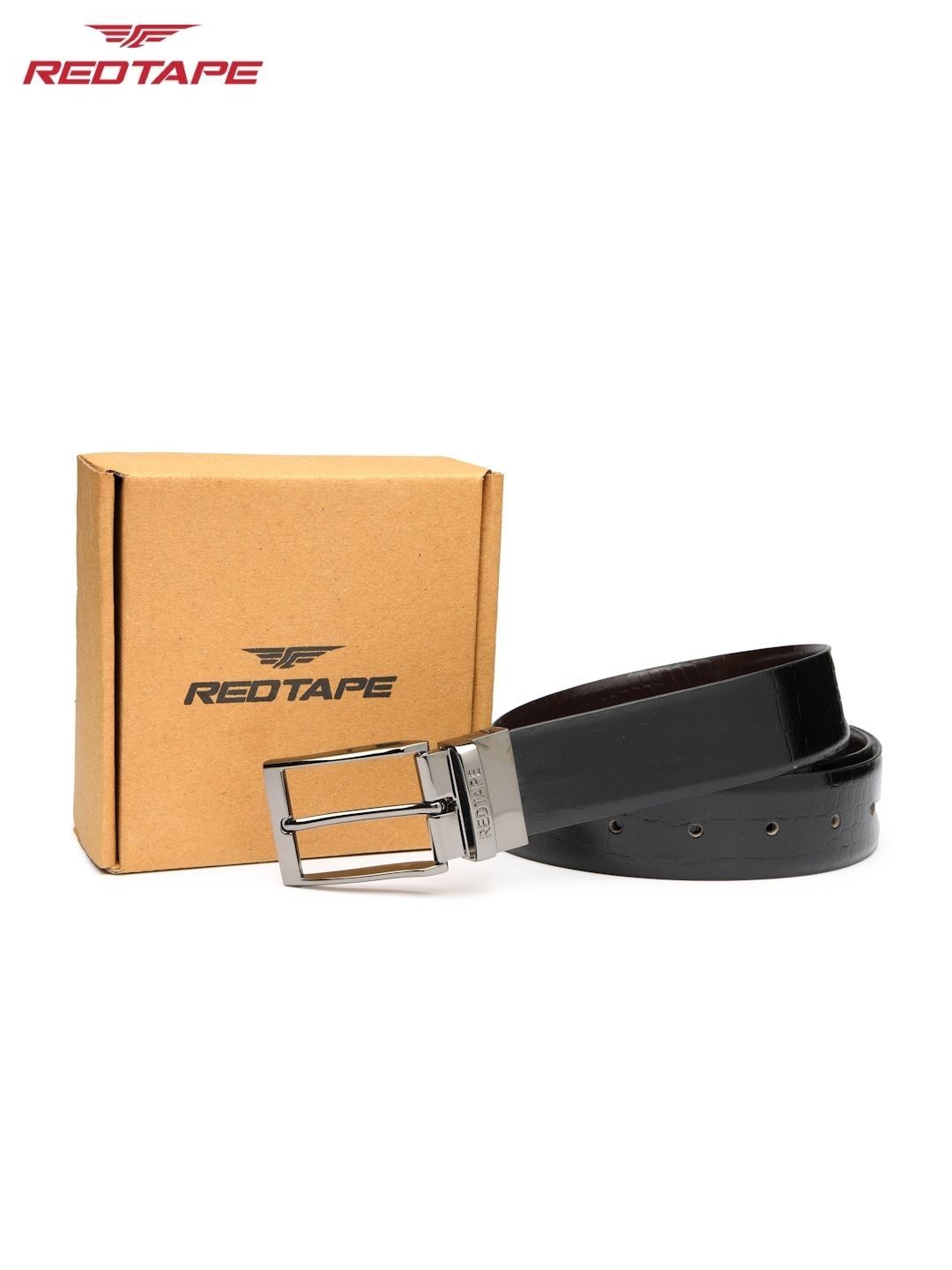 Red Tape Men Textured Leather Reversible Formal Belt