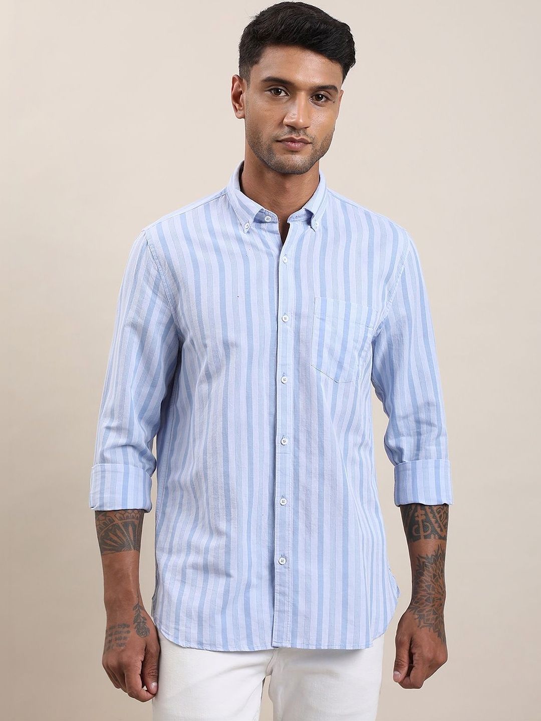 Turtle Men Relaxed Slim Fit Striped Casual Shirt