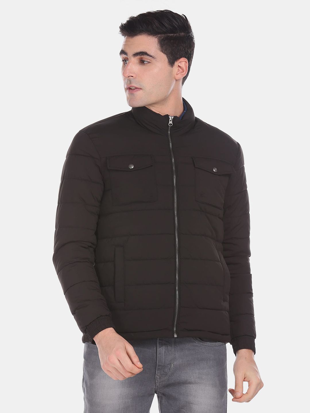U.S. Polo Assn. Men Black Solid Padded Jacket