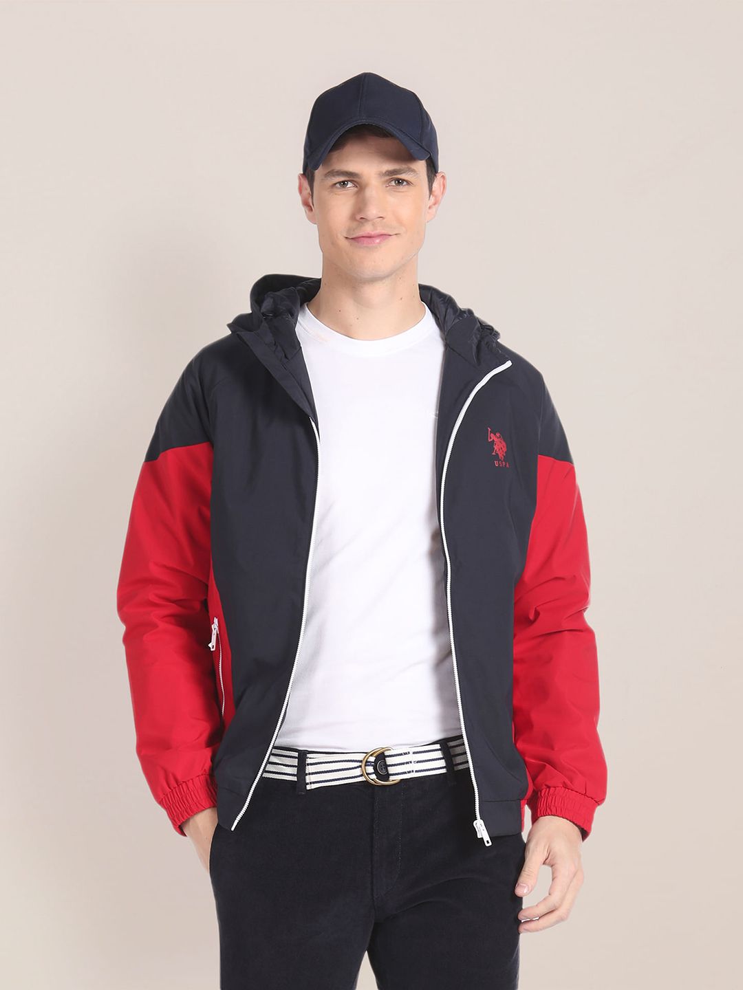 U.S. Polo Assn. Hooded Colourblocked Bomber Jacket
