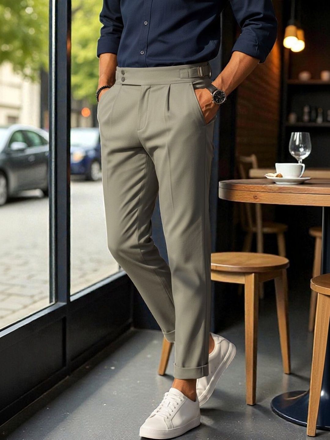 COVZ Men Classic Easy Wash Pleated Gurkha Trousers