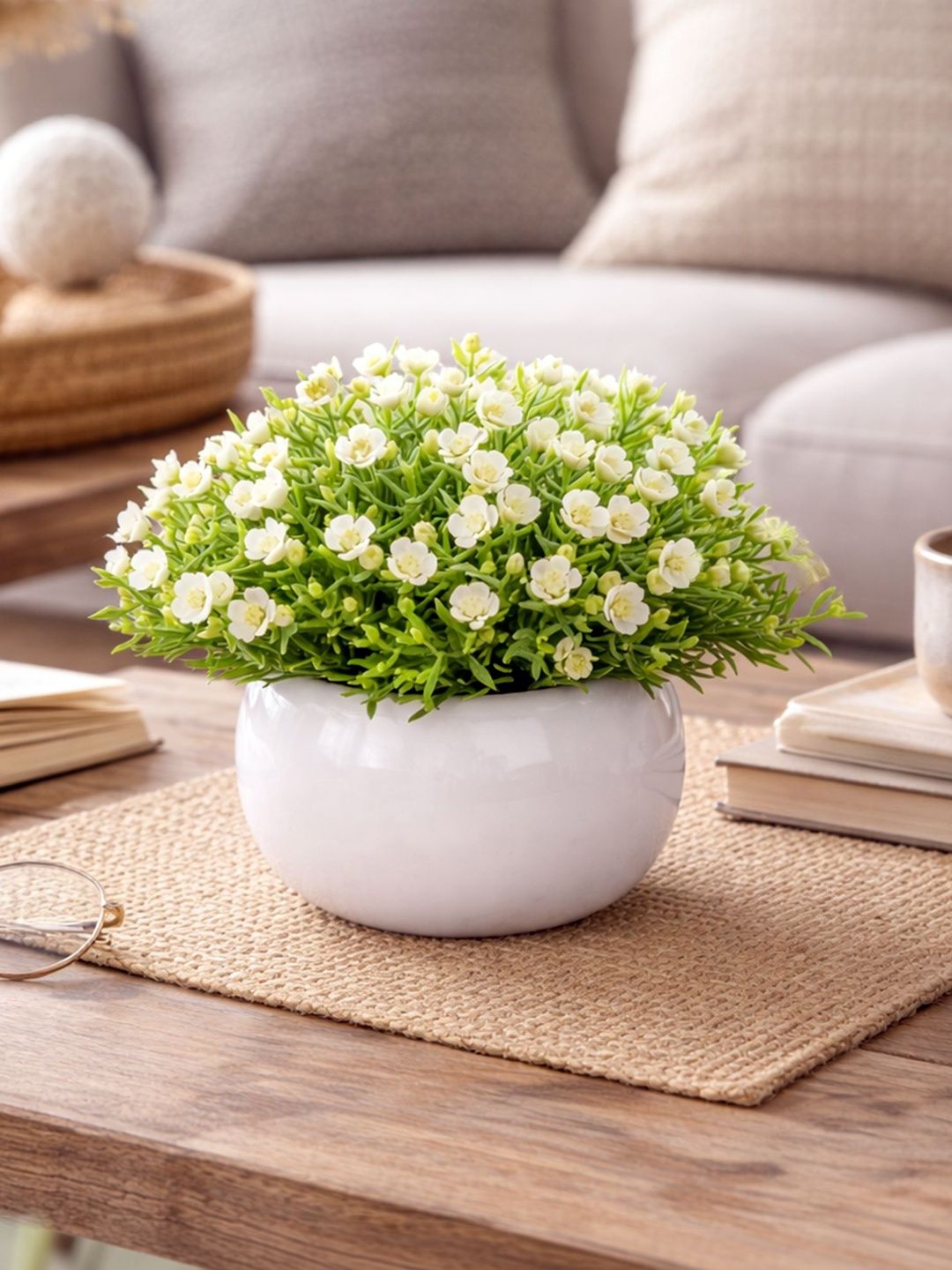 Homesake Homesake White 1 Pieces Gypsophila Artificial Flower With Pot
