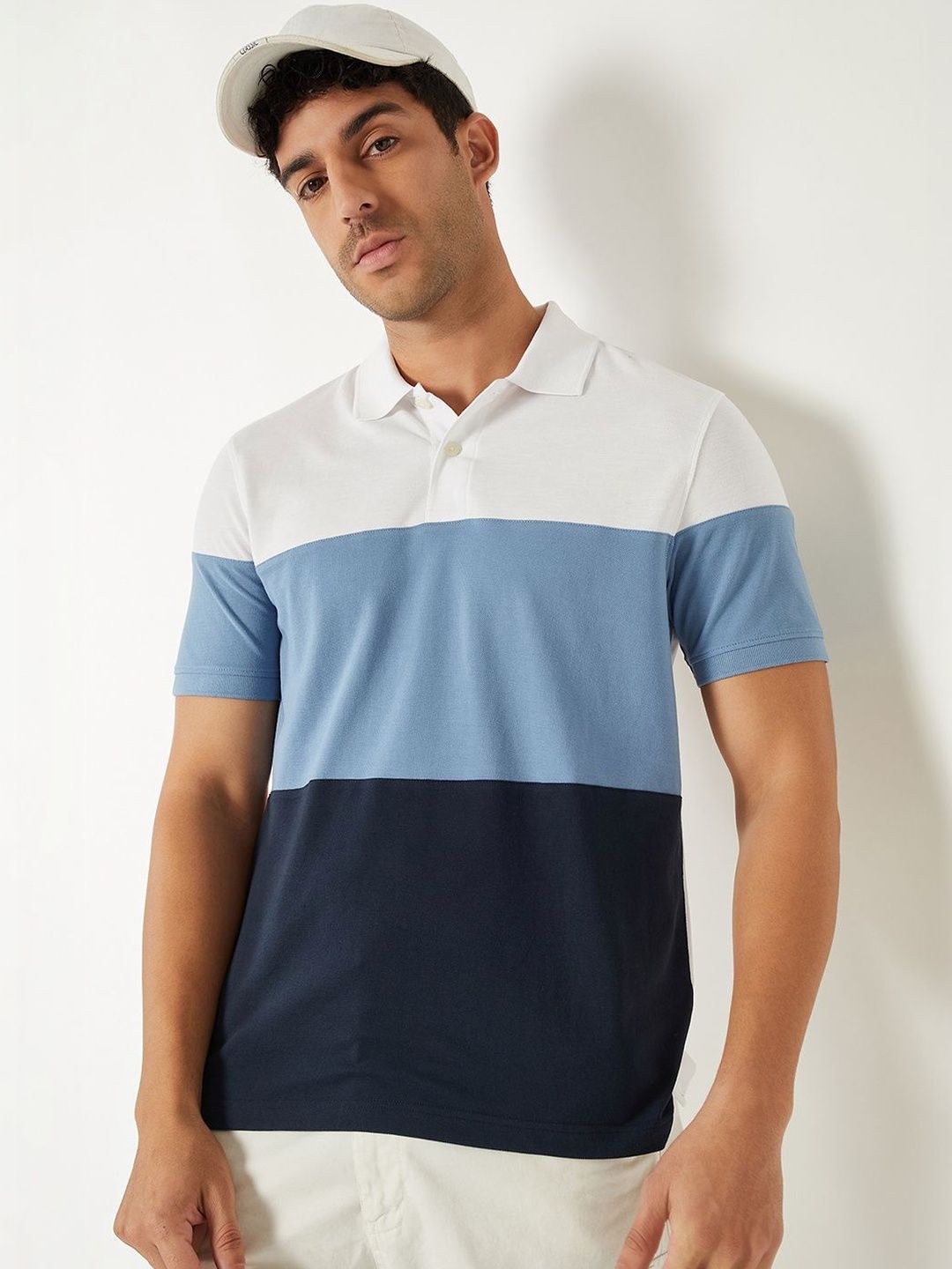 max Men Colourblocked Polo Collar T-shirt