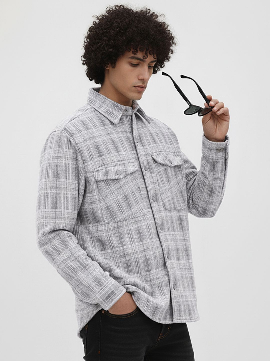 Roadster The Roadster Life Co. Other Checks Spread Collar Fleece Shacket