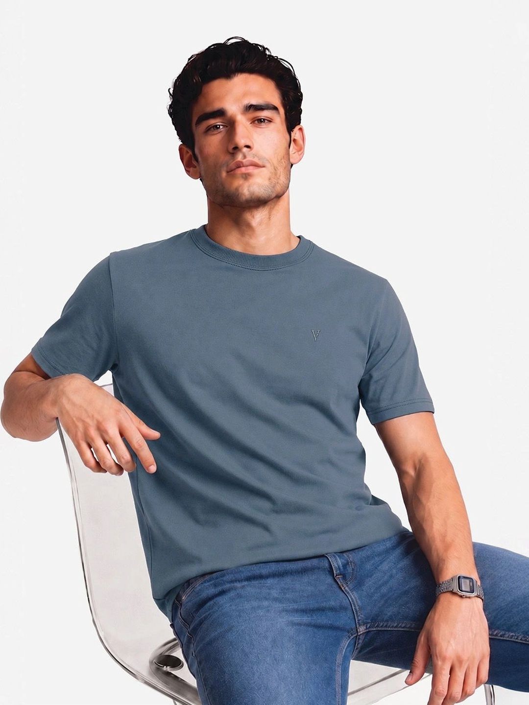 Van Heusen Innerwear Van Heusen Men Cotton Crew Neck Regular Fit Short Sleeves Soft Breathable Lounge T-Shirt