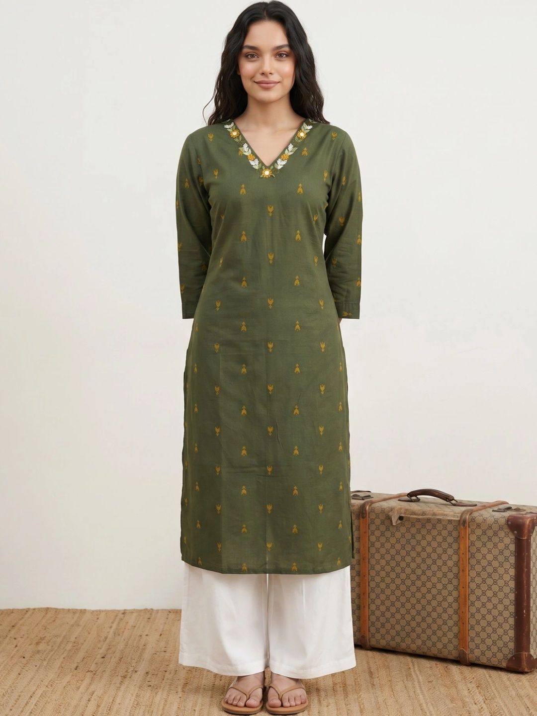 4u Fashion 4u Fashion Women Embroidered Thread Work Kurta