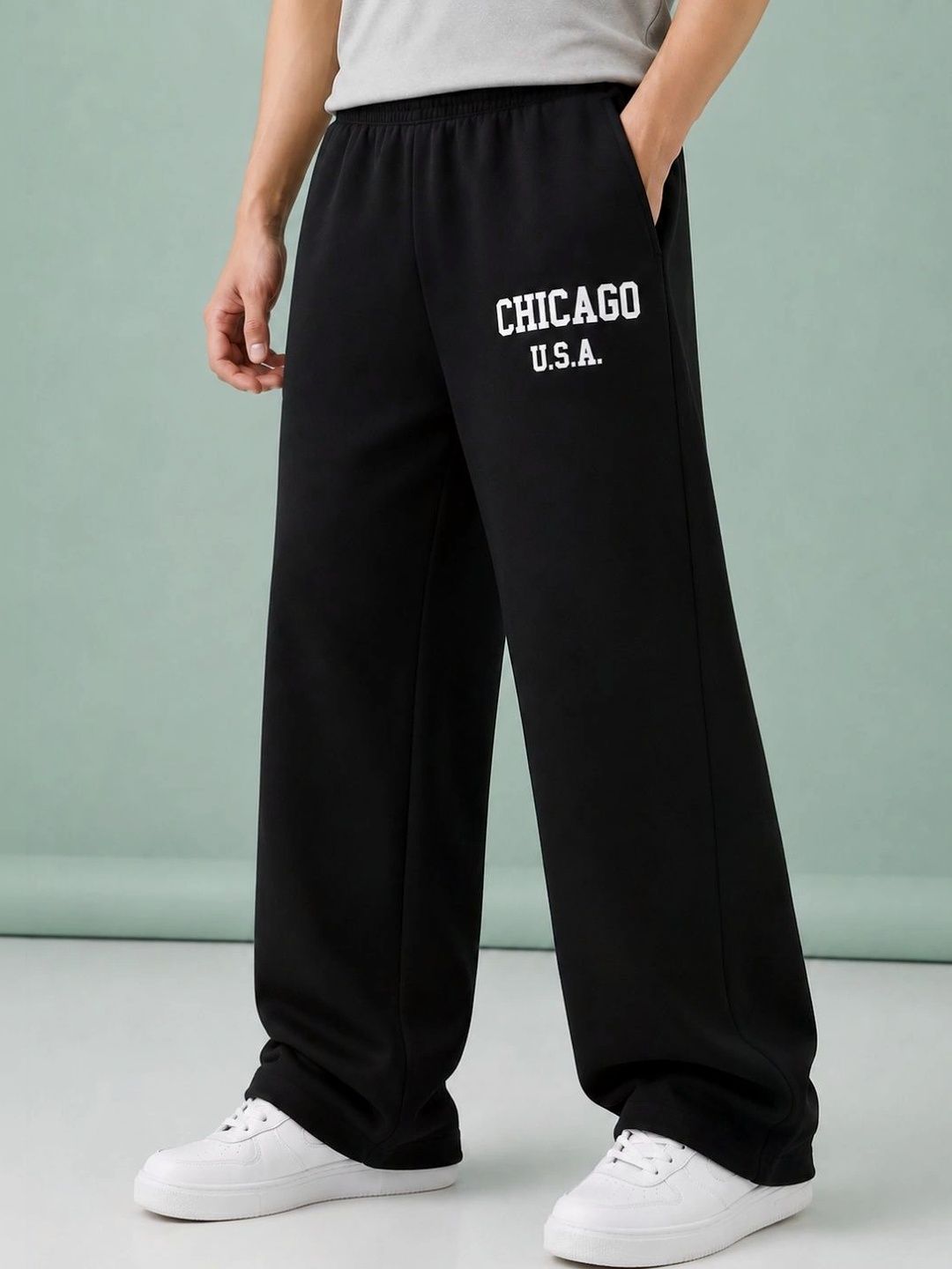 TEDWOODS Men Textured Wide Leg Track Pants