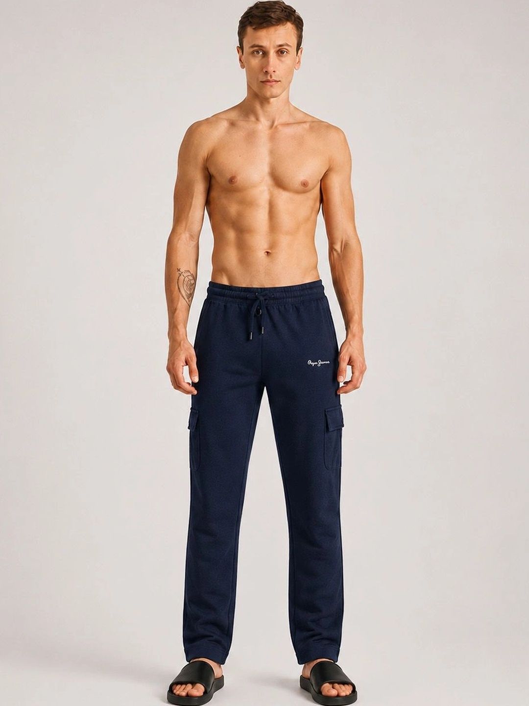 Pepe Jeans Men Solid Regular Fit Stretchable Jogger Lounge Pants