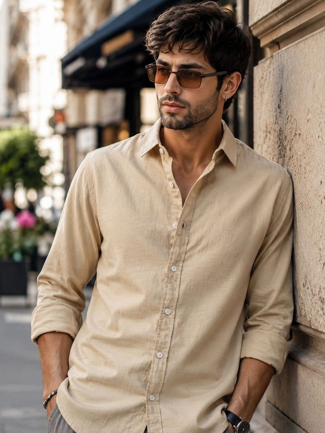Maniac Men Cotton Linen Casual Shirt
