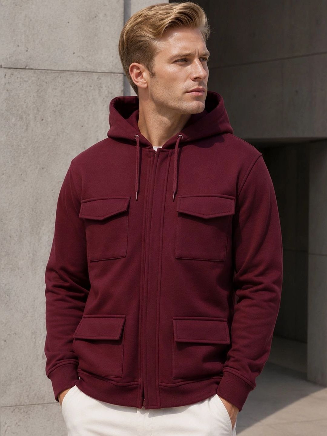 Hancock Men Fleece Bomber Oversize Jacket