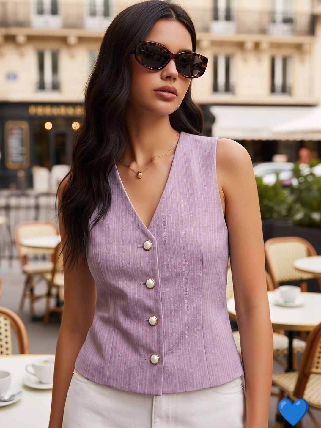 NEW-18 V-Neck Woven Casual Waistcoat
