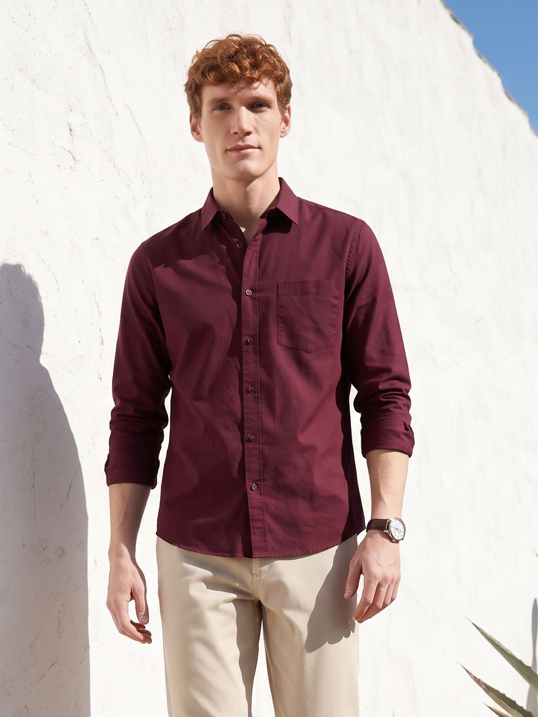 Mast & Harbour Spread Collar Casual Shirt