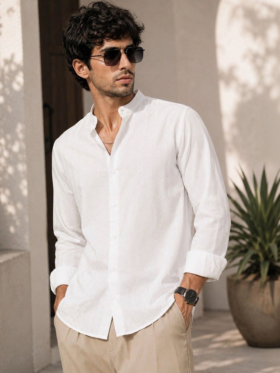 Maniac Men Self Jacquard Casual Shirt