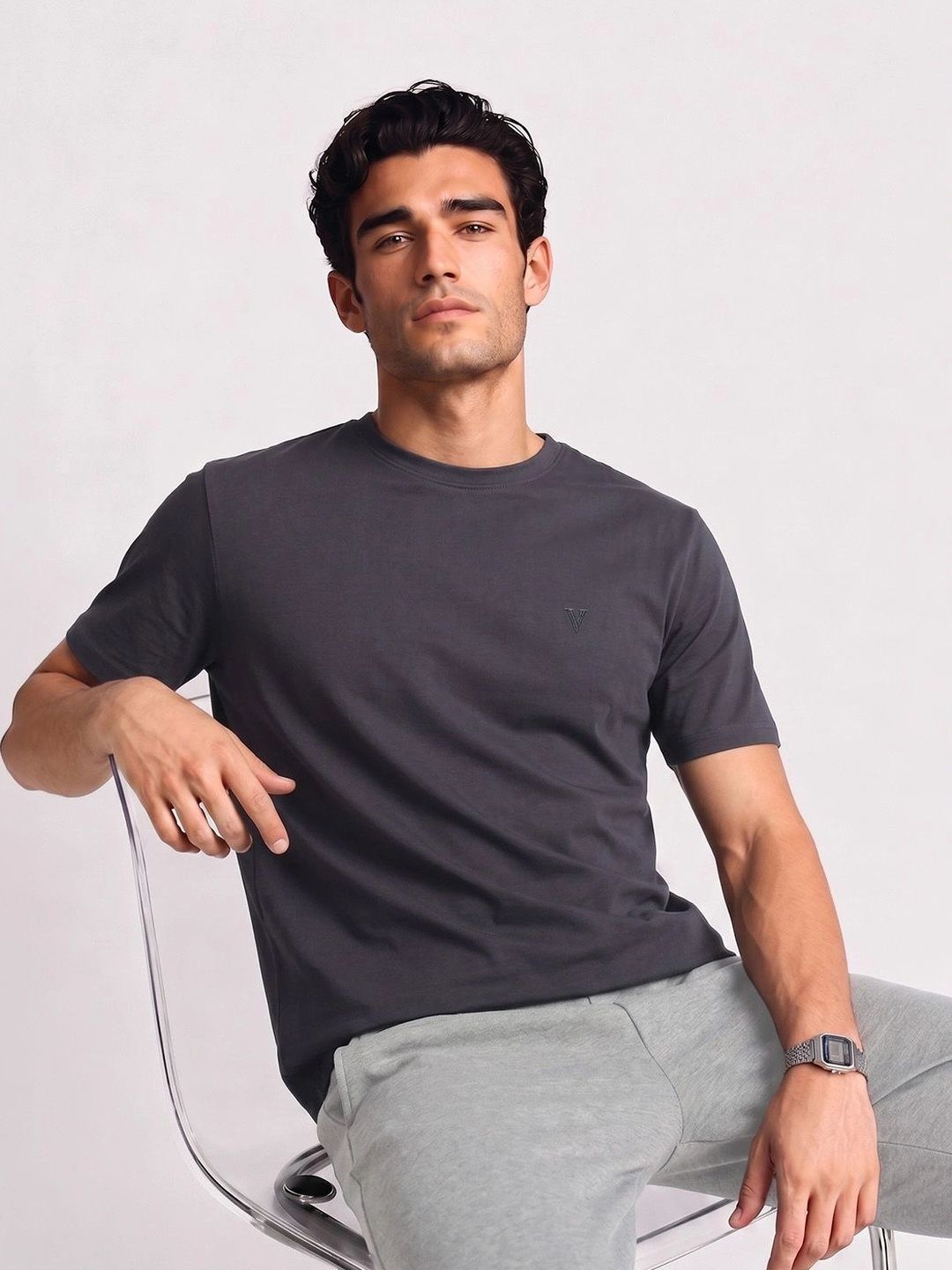 Van Heusen Innerwear Van Heusen Men Cotton Crew Neck Lounge Tshirts Regular Fit Short Sleeves Soft Breathable