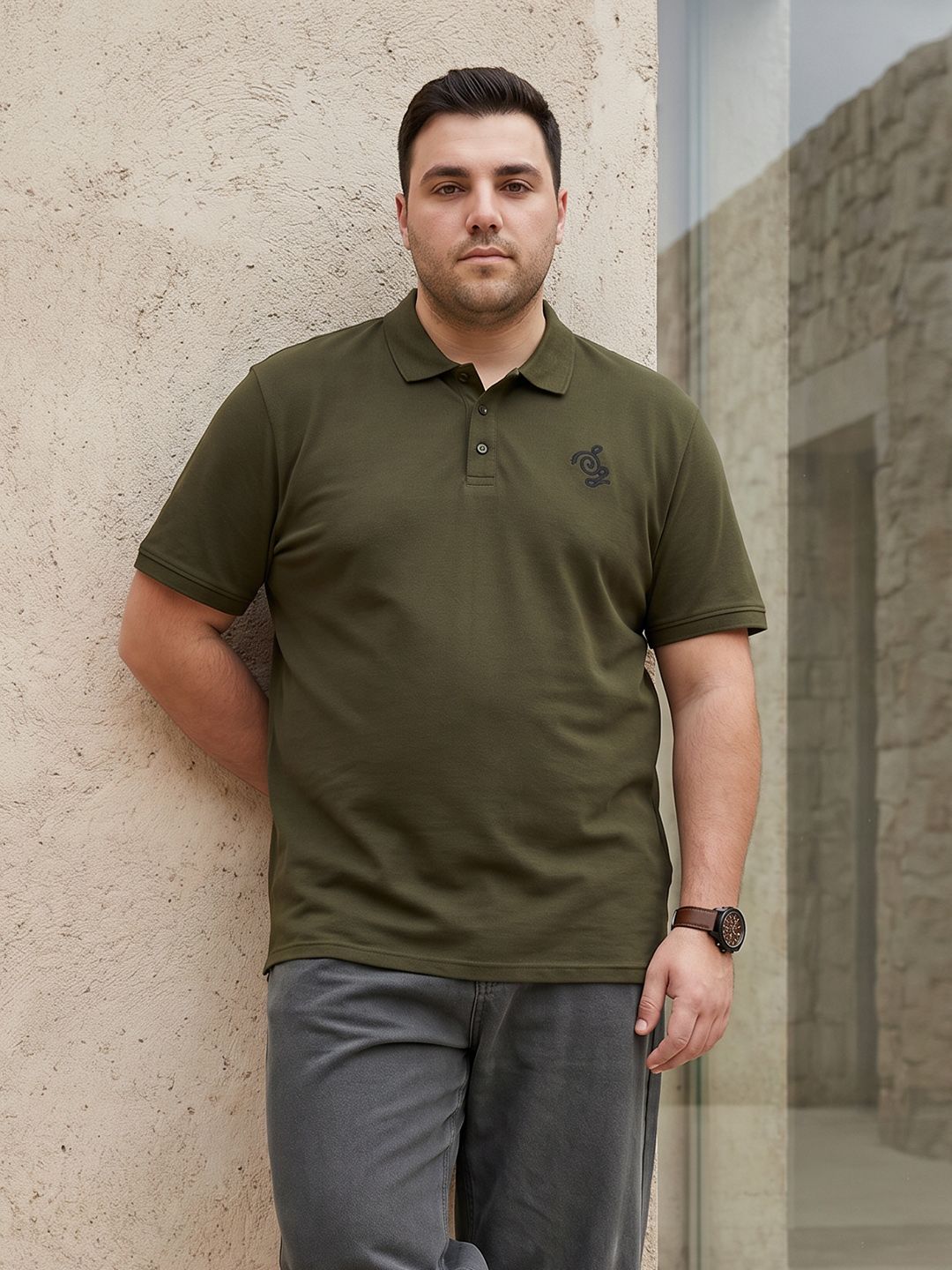 Sztori Plus Size Polo Collar Pure Cotton T-Shirt
