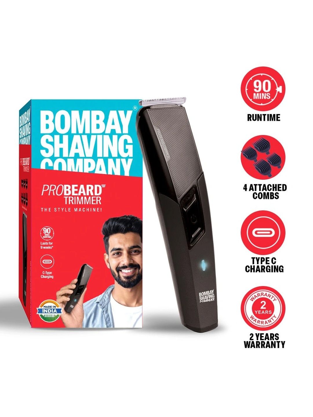 Bombay Shaving Company Men Pro Beard Trimmer With 45 min Runtime