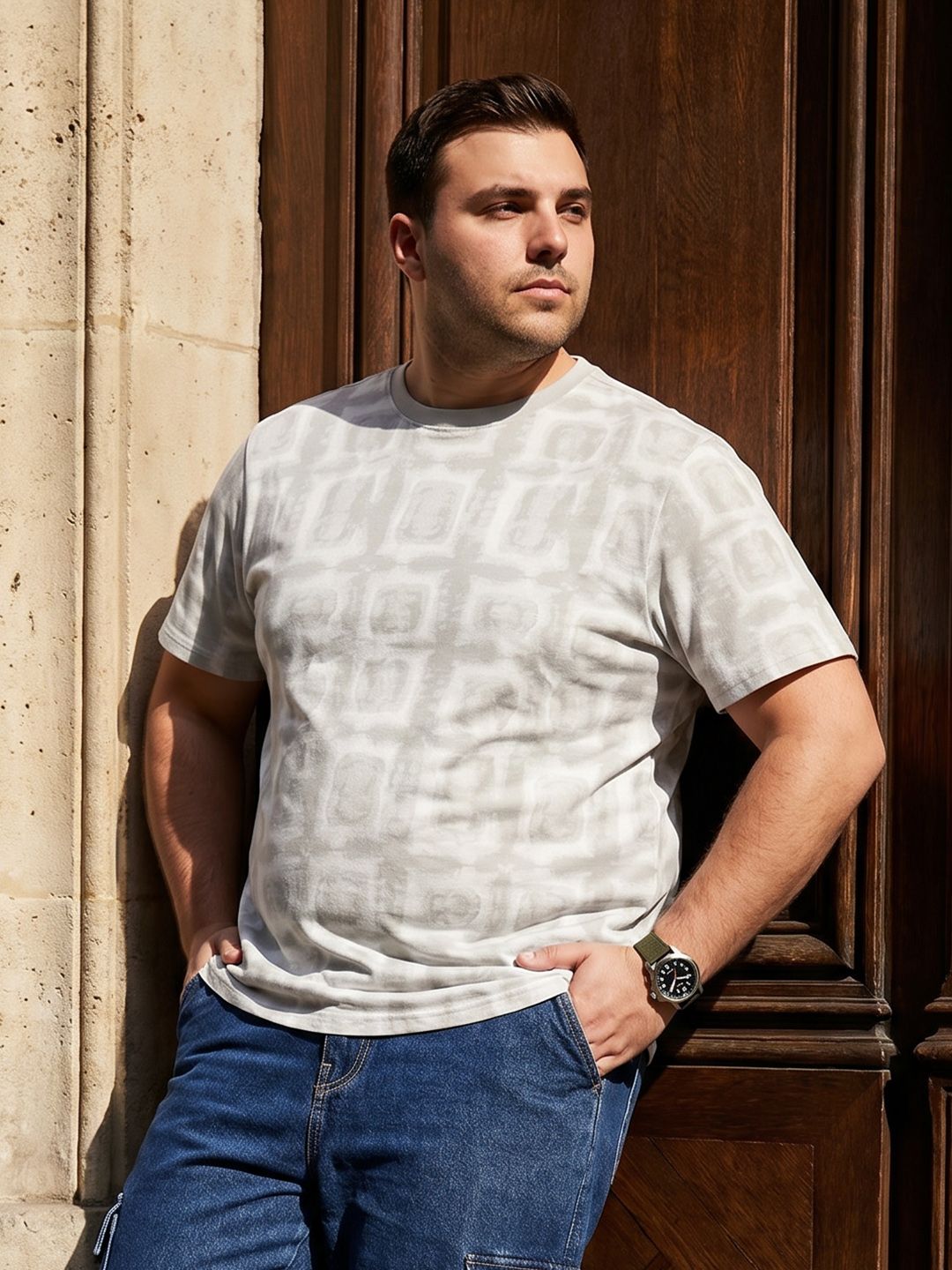Sztori Plus Size Geometric Printed T-shirt