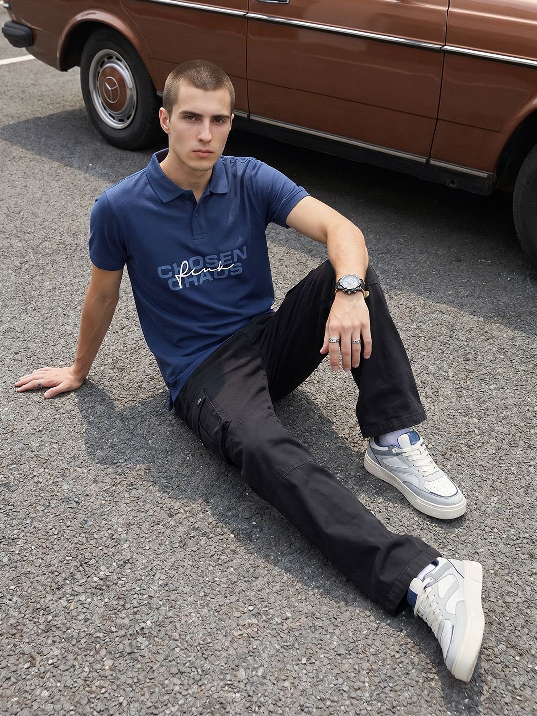 FCUK Typography Printed Polo Collar T-shirt