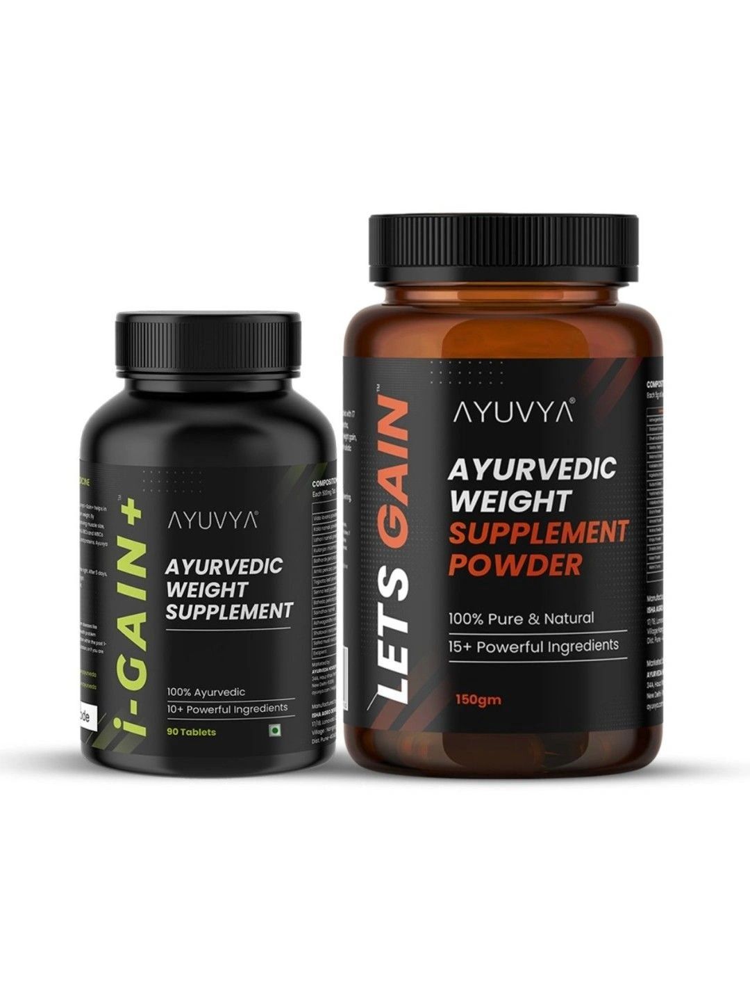 Ayuvya i-Gain+ Ayurvedic Weight Gainer 90 Tabs & Lets Gain Muscel Mass Gain Powder 150 g