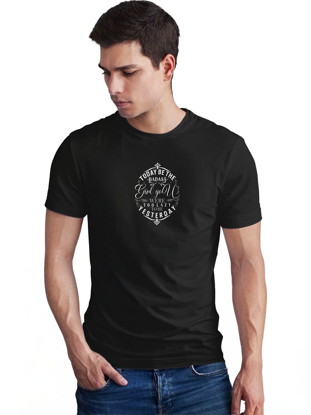 Seekbuylove Men Typography Printed Bio Finish T-shirt