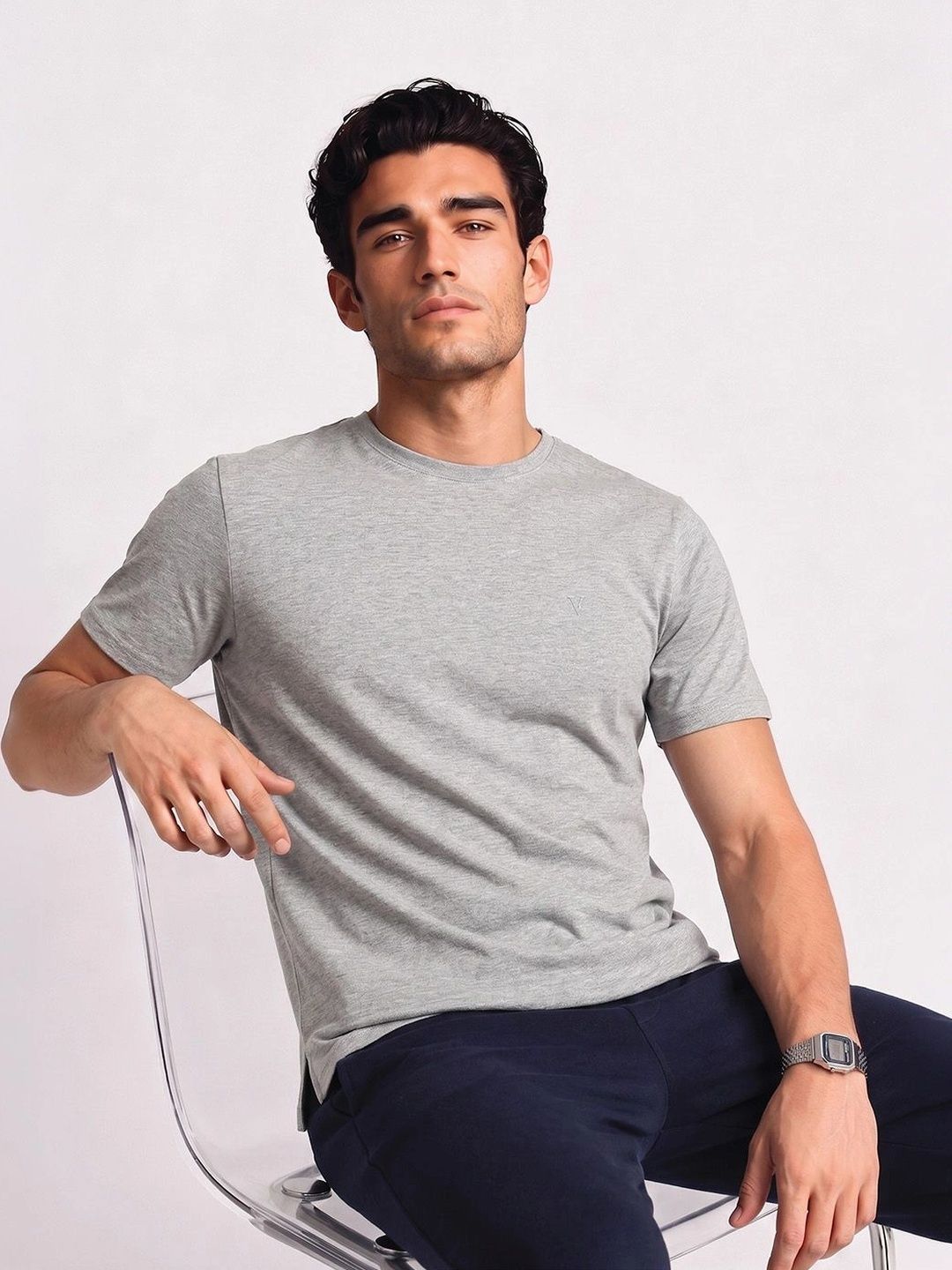 Van Heusen Innerwear Van Heusen Men Cotton Crew Neck Regular Fit Short Sleeves Soft Breathable Lounge T-Shirt