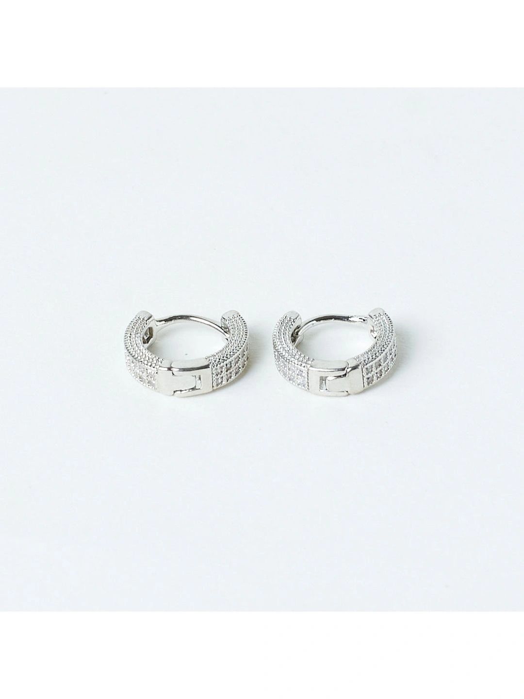 SALTY Men Silver-Plated Stainless Steel Circular Shaped Hoop Earrings