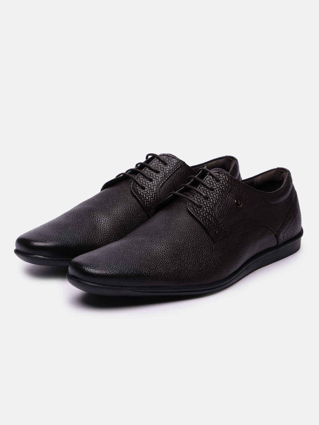 Van Heusen Van Heusen Men Textured Leather Pointed Toe Lace-Ups Derbys Formal Shoes