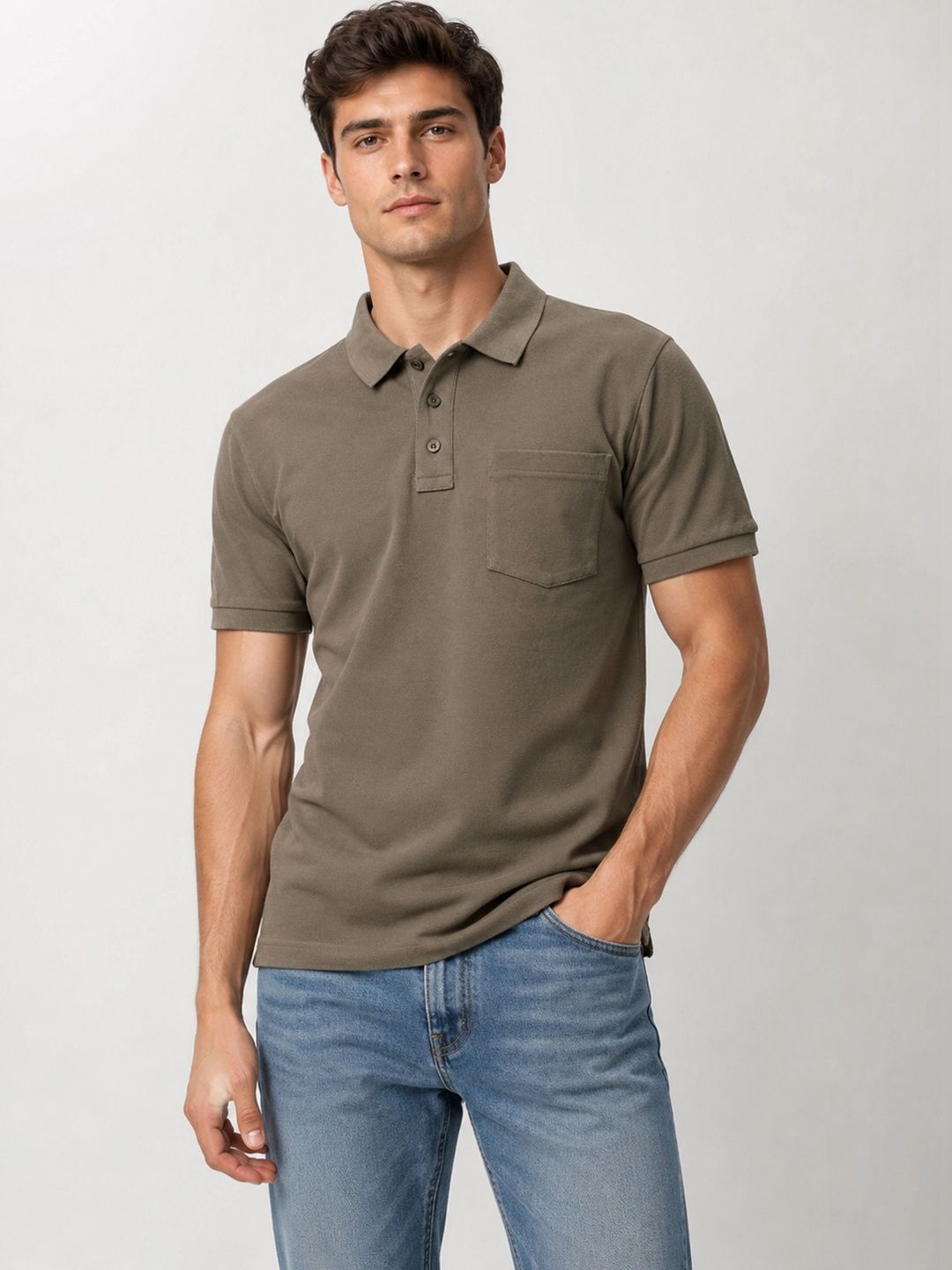 Mast & Harbour Men Polo Collar Pure Cotton Pockets T-shirt