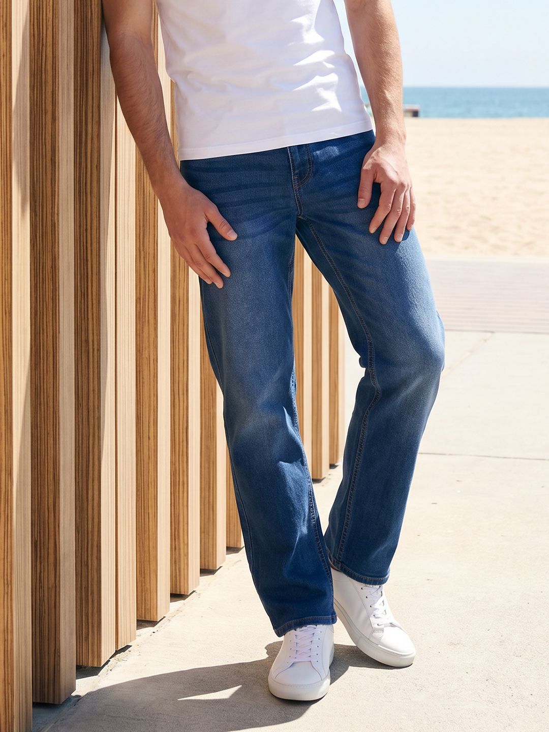 Mast & Harbour Men Straight Fit Stretchable Jeans