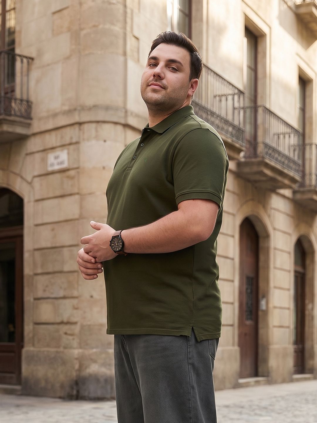 Sztori Plus Size Polo Collar Pure Cotton T-shirt
