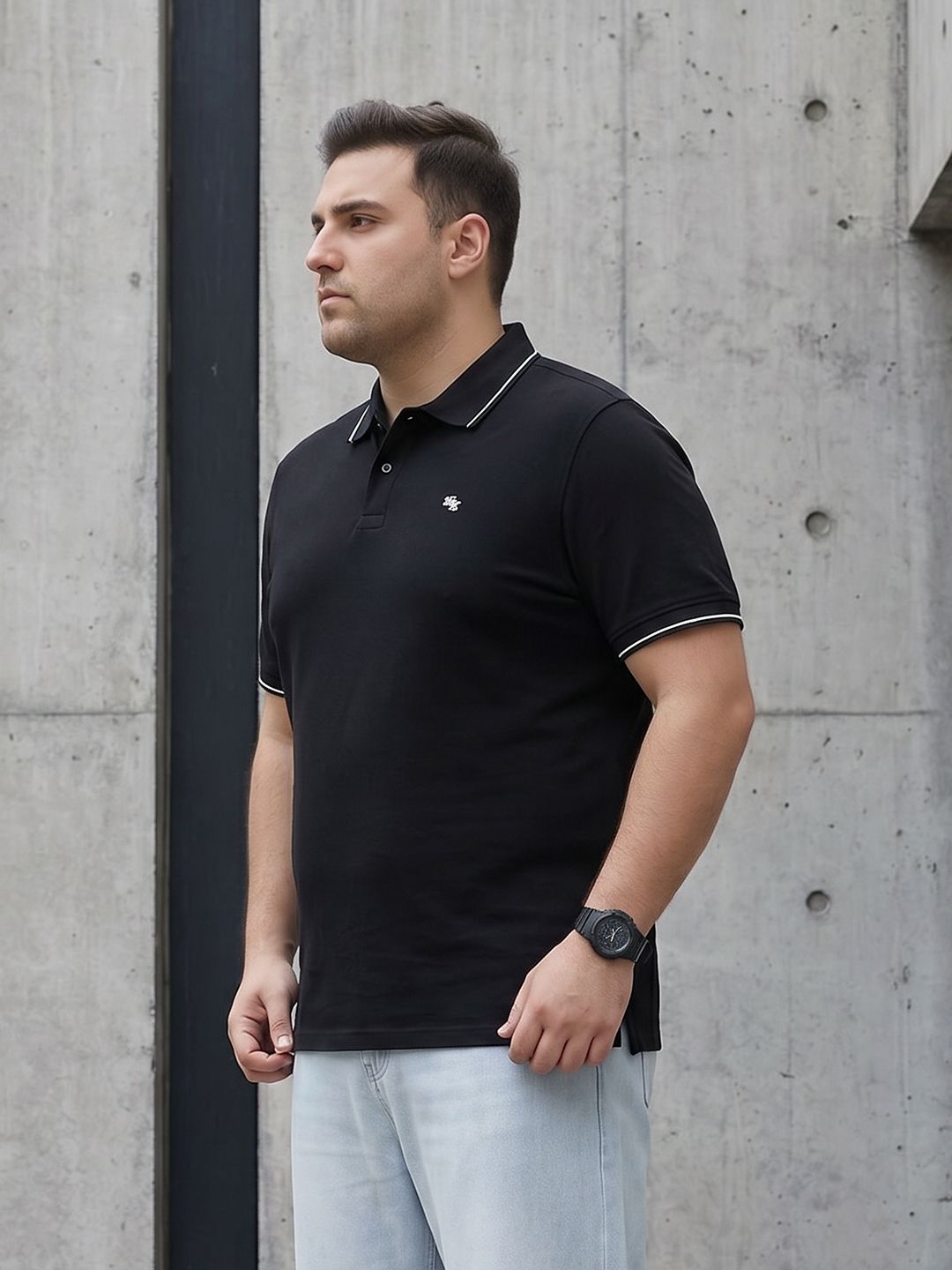 Sztori Plus Size Polo Collar Pure Cotton T-shirt