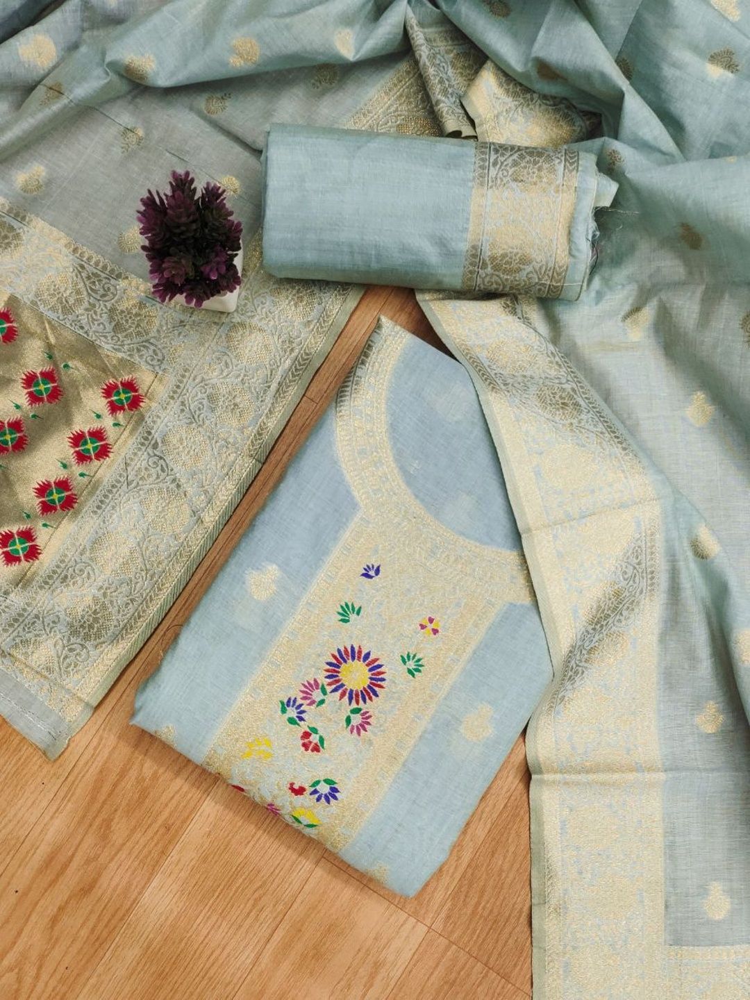 HERE&NOW Pure Cotton Unstitched Dress Material