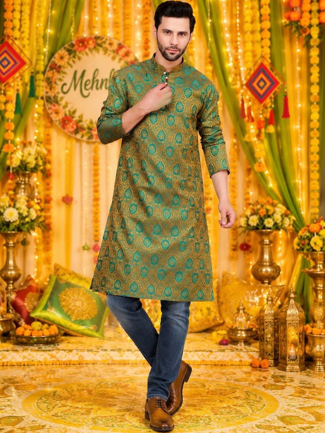 Sydney Heights Men Jacquard Kurta