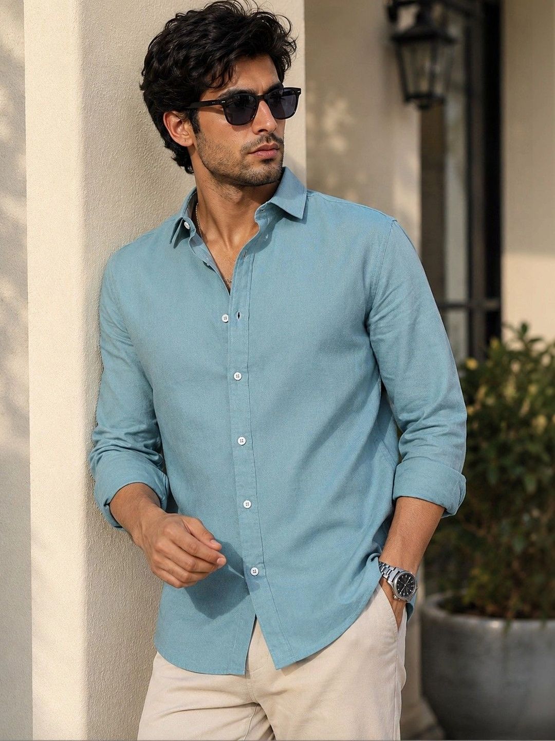 Maniac Men Cotton Linen Casual Shirt