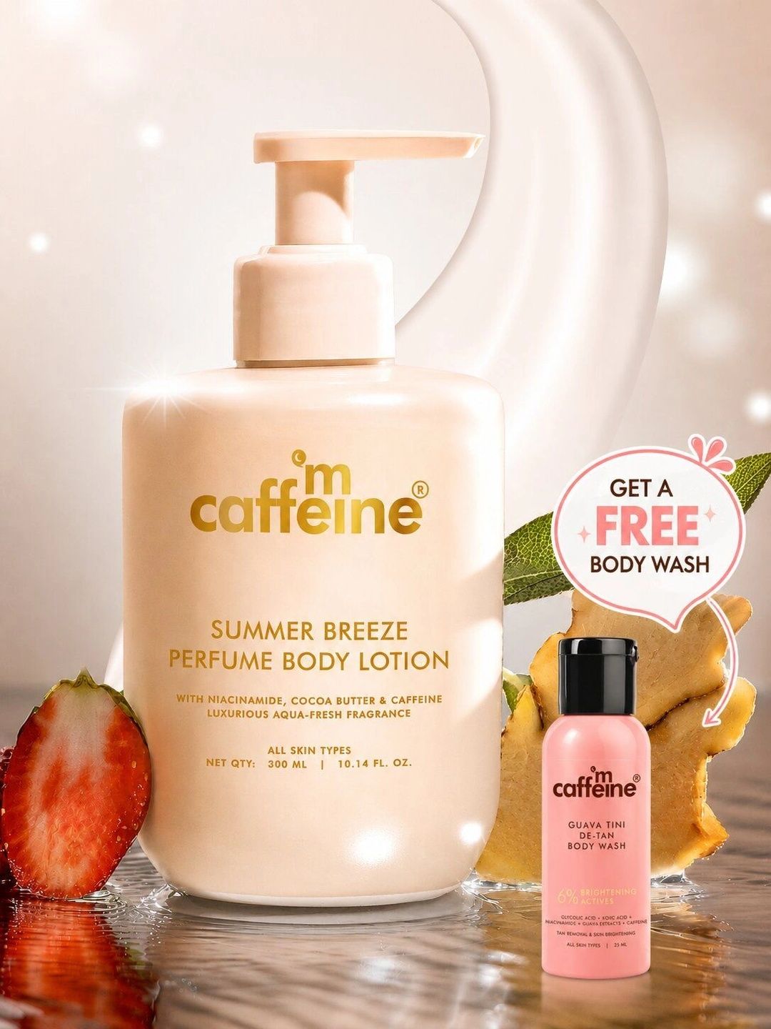 MCaffeine Summer Breeze Body Lotion with Niacinamide Cocoa Butter & Caffeine - 300 ml