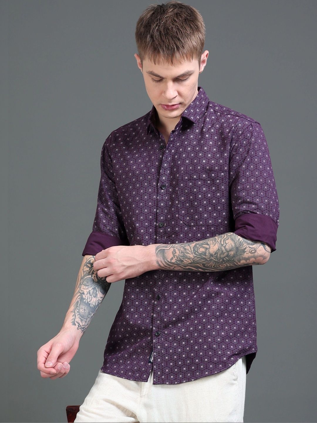 Proword Proword Men Classic Printed Casual Shirt
