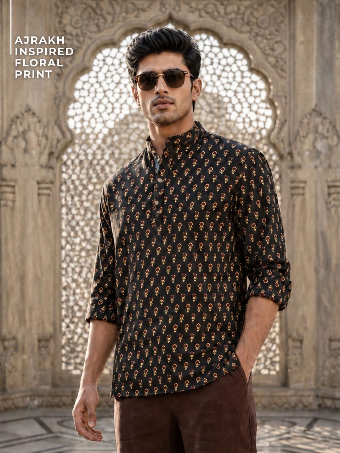 Minimal Printed Kurta DENNISON Men Floral Printed Indie Prints Kurta