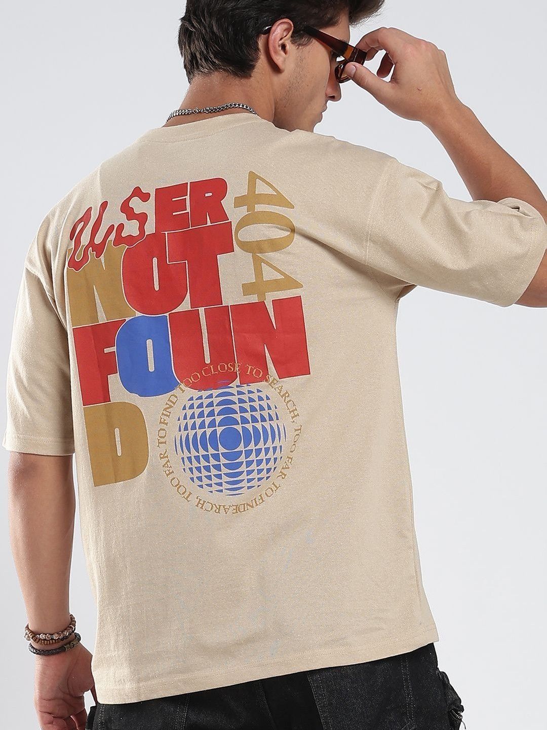 glitchez Men Printed Drop-Shoulder Sleeves T-shirt