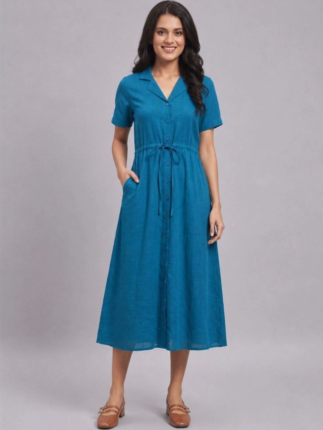 Cottinfab A-Line Midi Dress