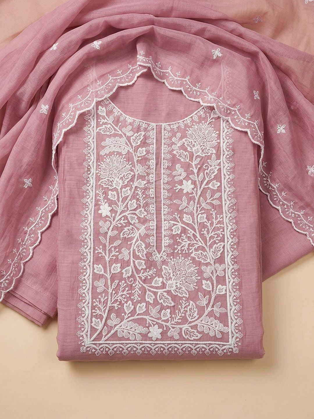 Meena Bazaar Embroidered Art Silk Unstitched Dress Material