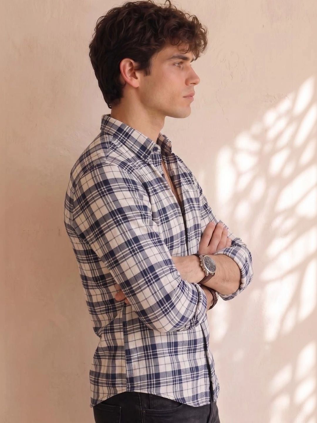 BAESD Men Classic Tartan Checks Checked Casual Shirt