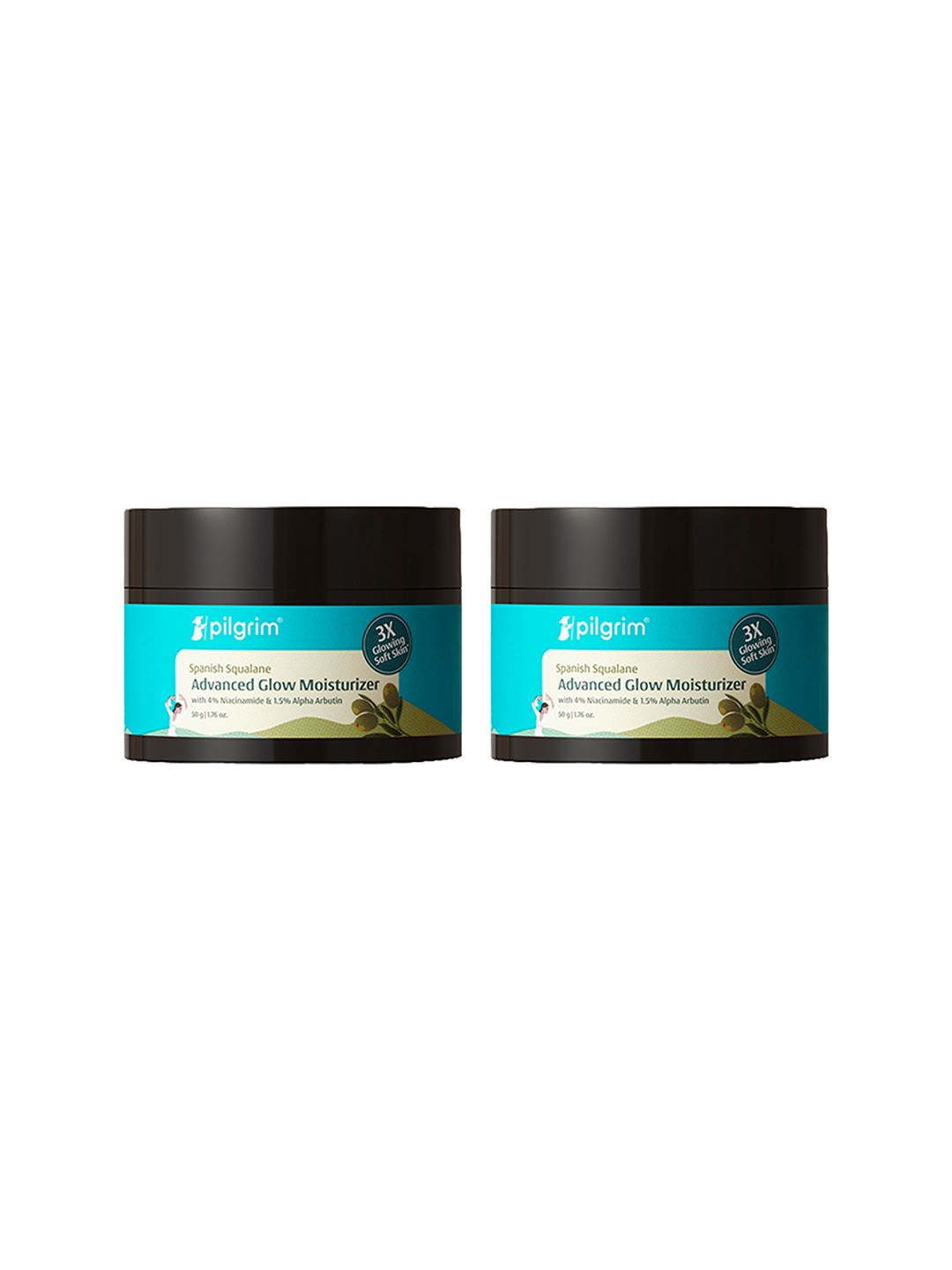 Set of 2 Glow Moisturizer Pilgrim Set of 2 Squalane Glow Moisturizer with Vitamin C & Niacinamide - 50g Each