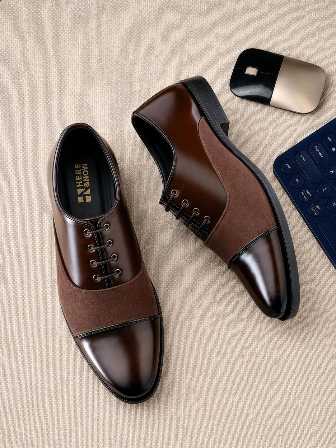 HERE&NOW HERE&NOW Men Pointed Toe Lace-Ups Formal Derbys