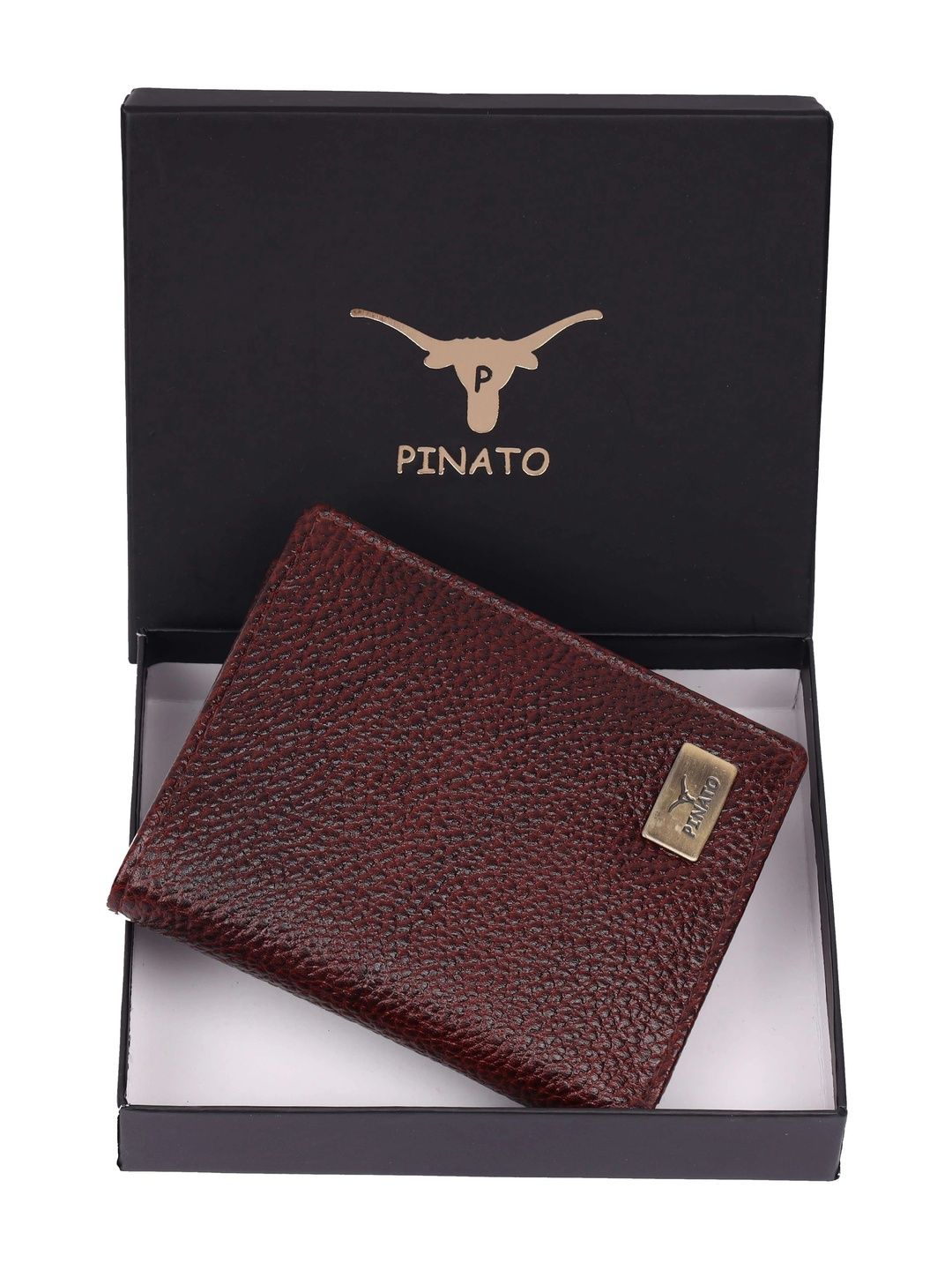 PINATO Men Textured Leather Two Fold Wallet