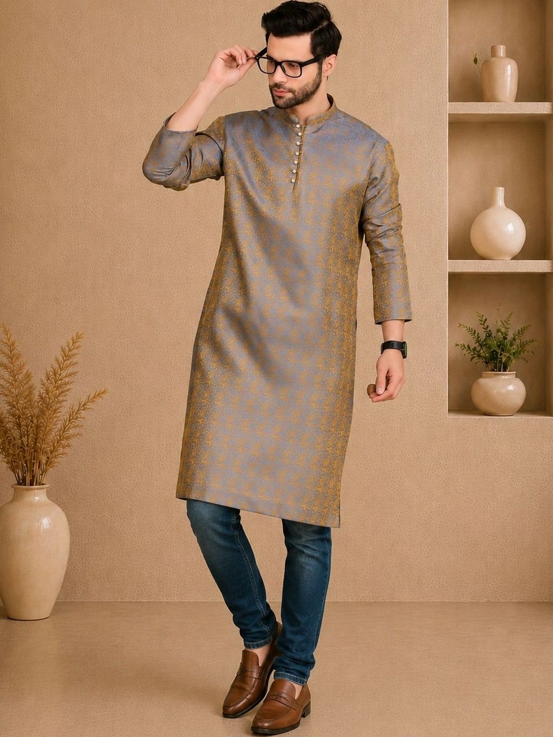 Sydney Heights Men Jacquard Kurta