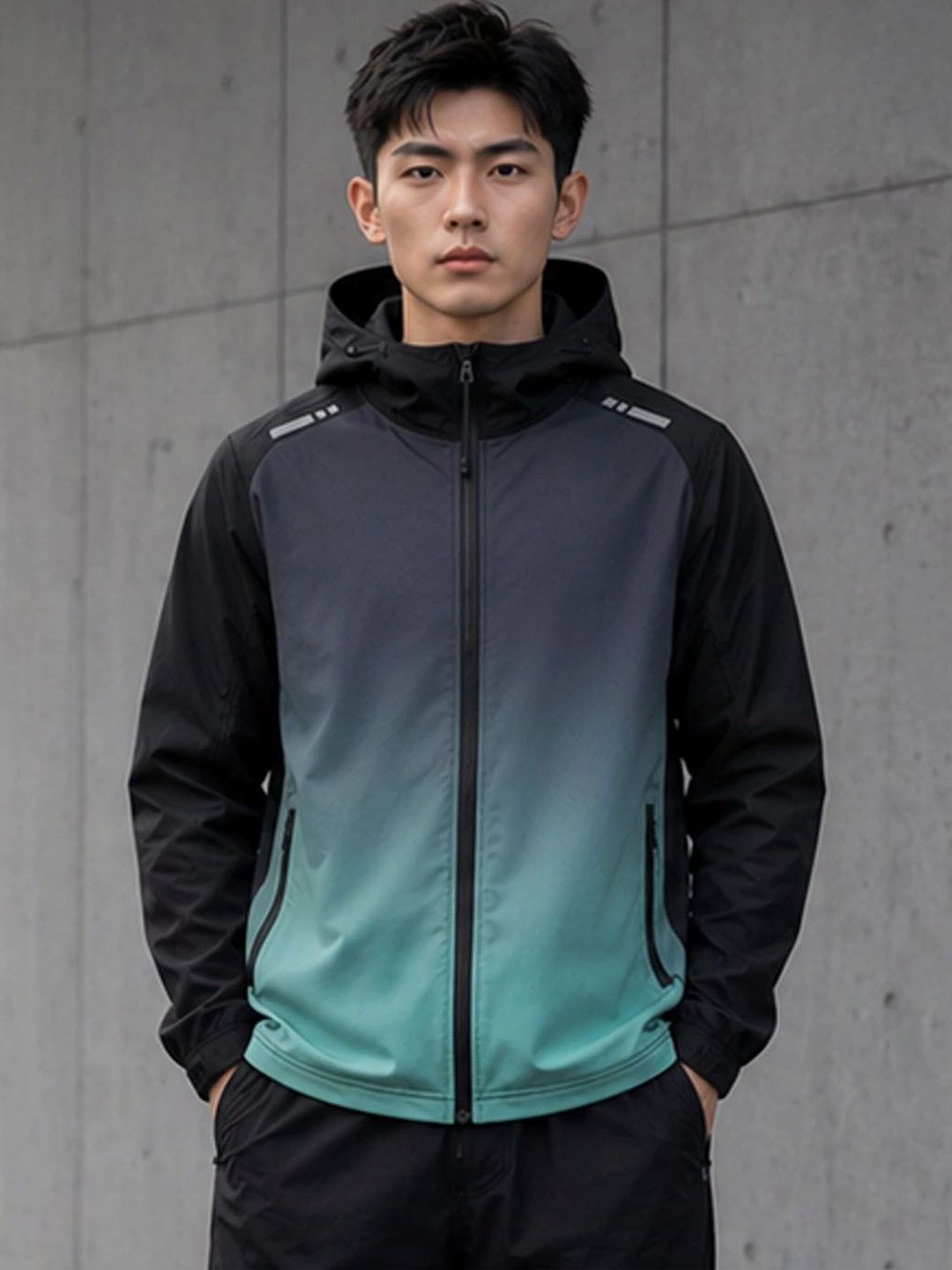 StyleCast Men Ombre Colourblocked Lightweight Woven Jacket